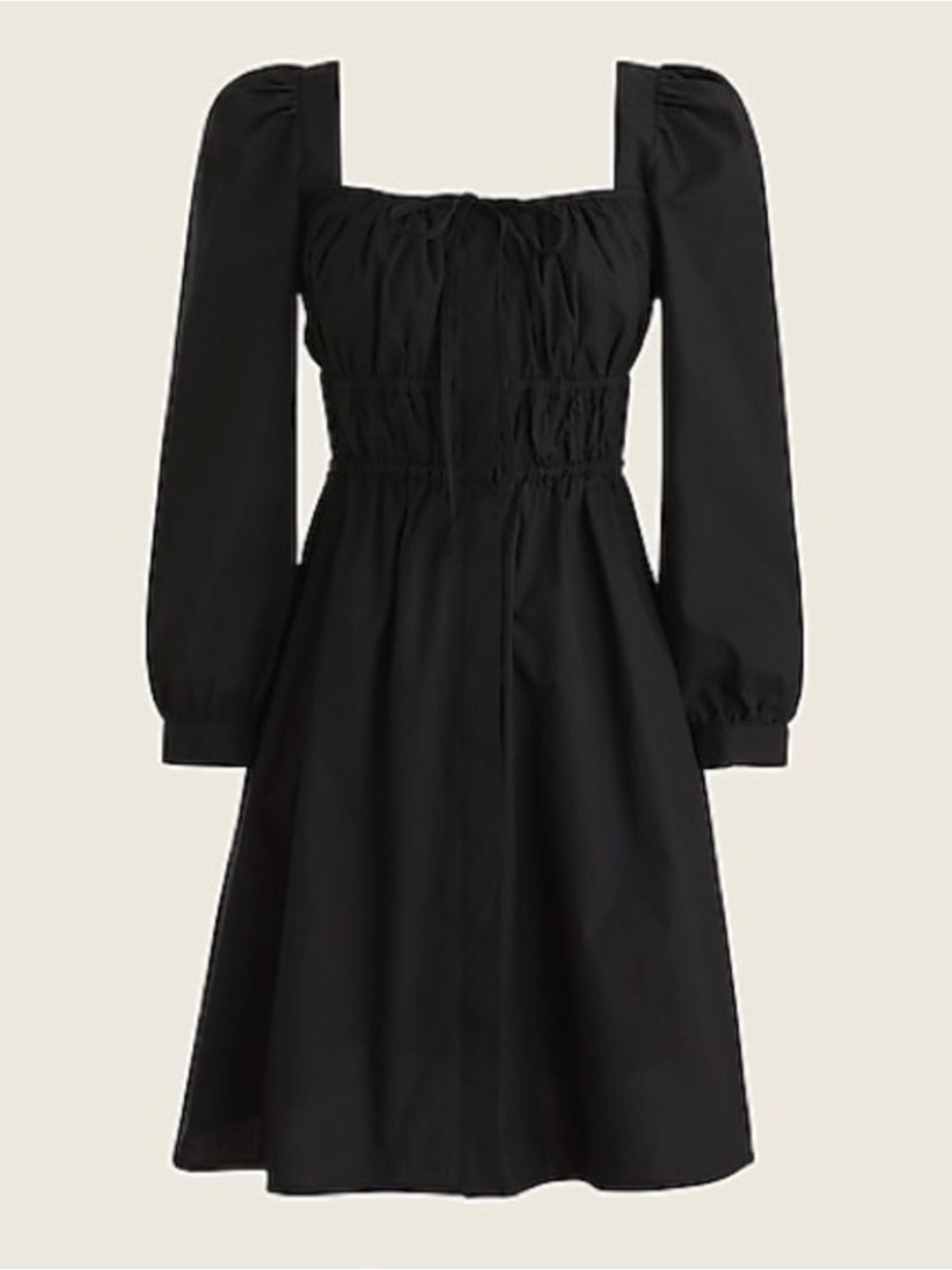 J crew Cinched-waist cotton poplin dress- Black - M